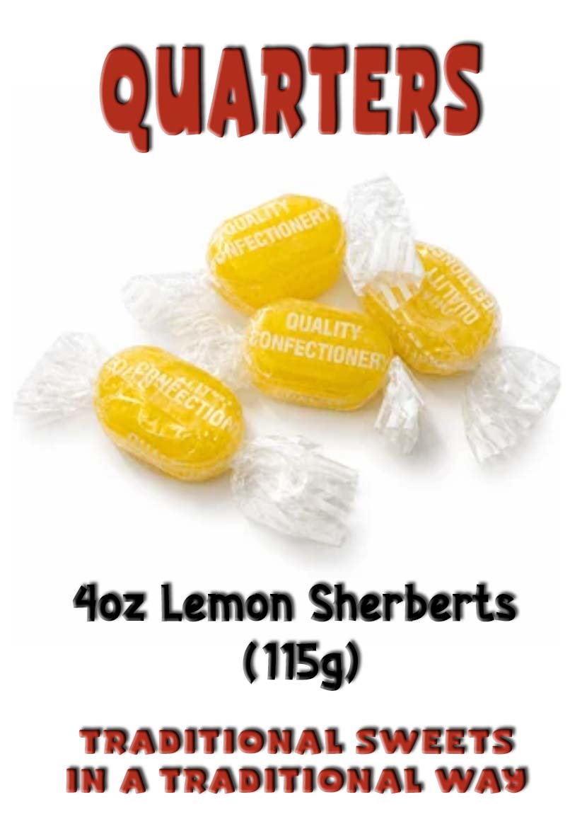 Vending label for Lemon Sherbert - Single Bags 4 oz (115g).